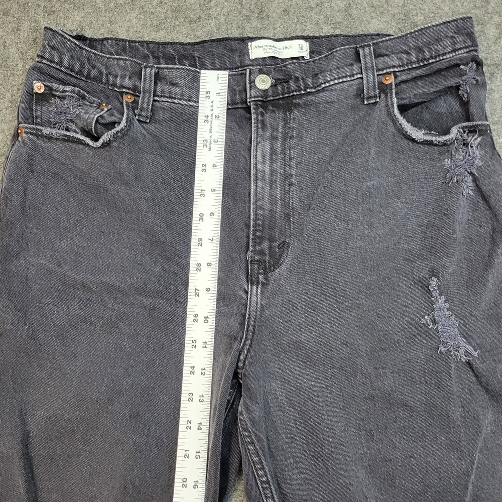 Abercrombie & Fitch Jeans Womens 33 Gray 90s Straight Ultra High Rise Y2K Boho - Picture 8 of 12